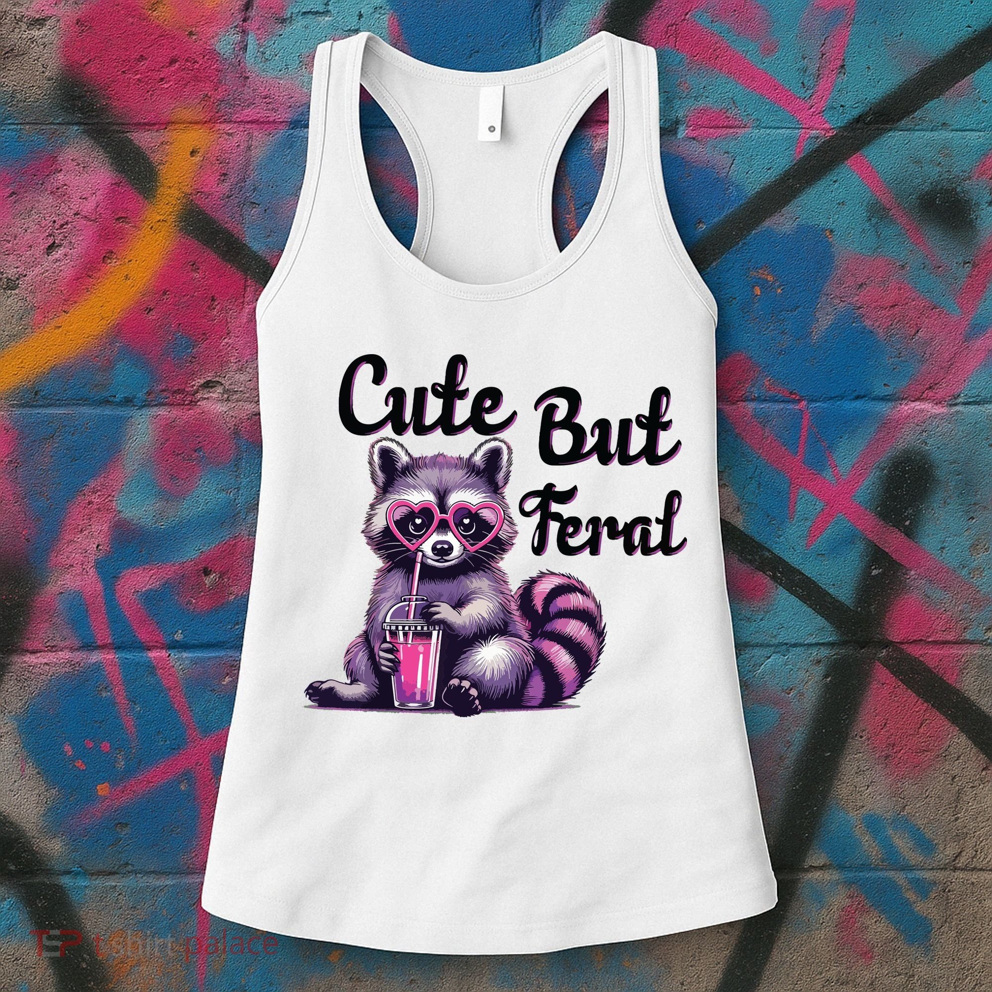 Cute But Feral Raccoon Funny Meme Women's Tank Top