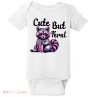 Cute But Feral Raccoon Funny Meme Baby Bodysuit thumb 0