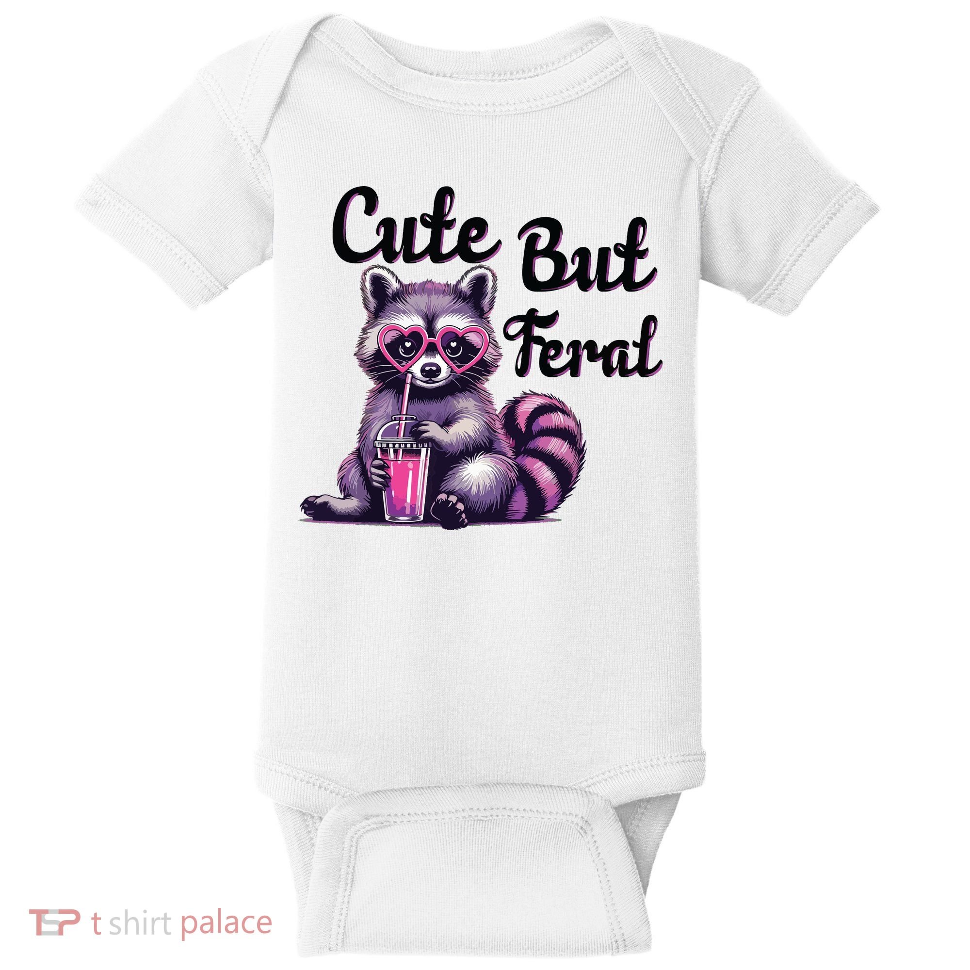 Cute But Feral Raccoon Funny Meme Baby Bodysuit