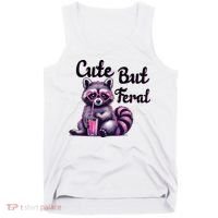 Cute But Feral Raccoon Funny Meme Tank Top thumb 0