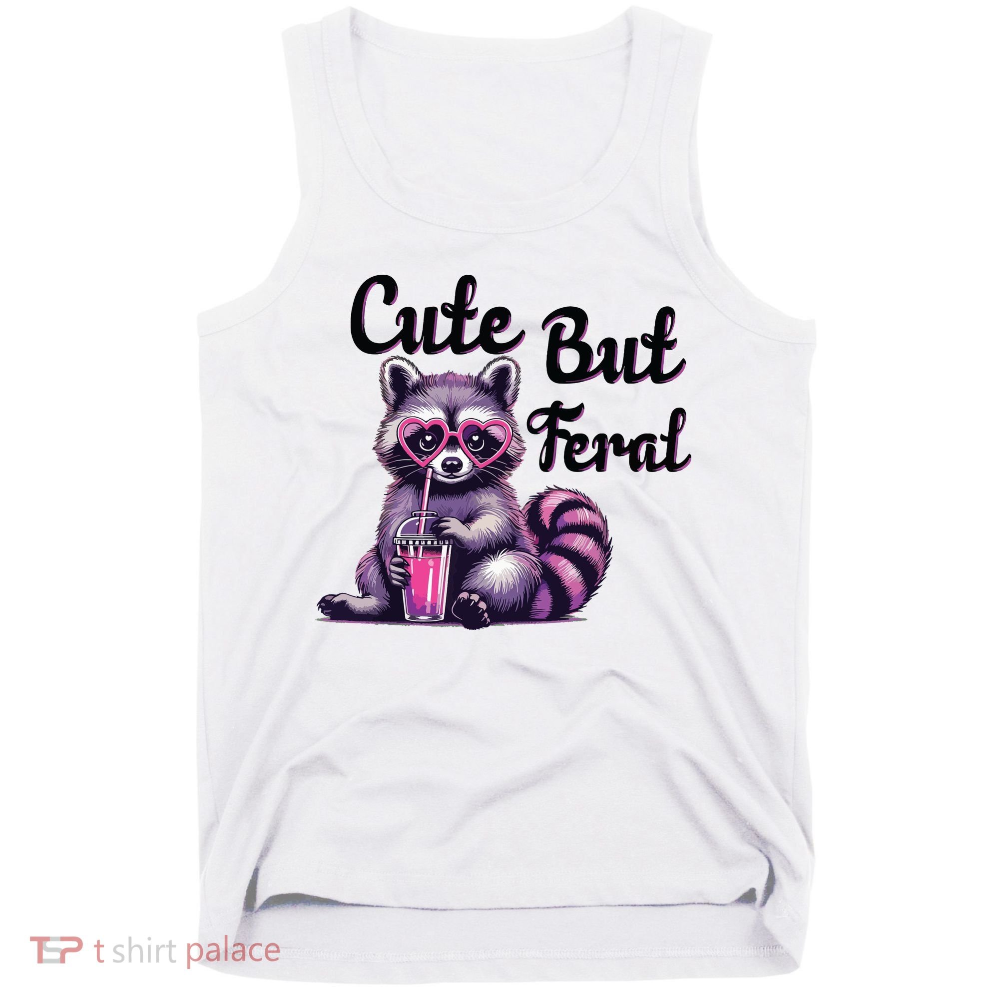 Cute But Feral Raccoon Funny Meme Tank Top