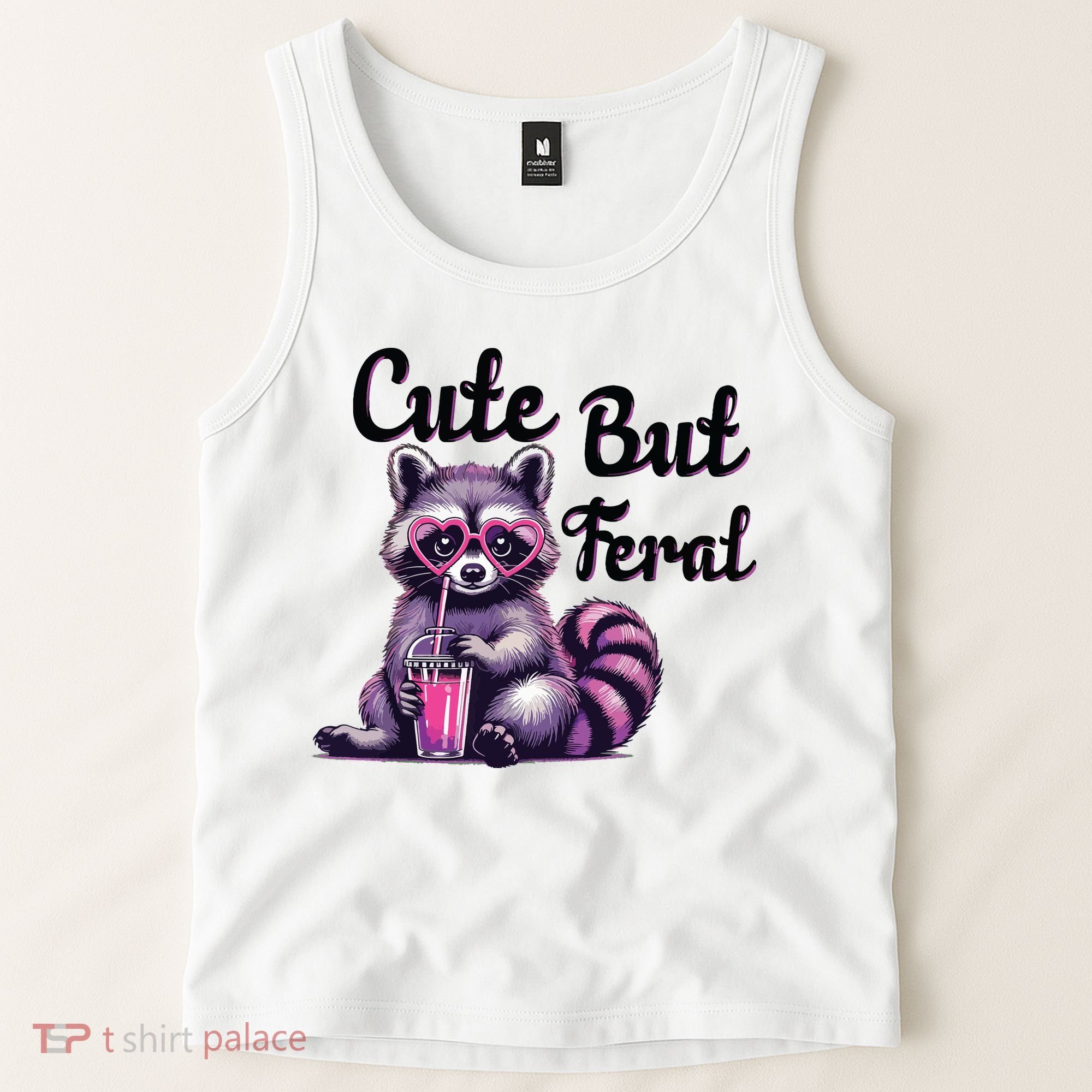 Cute But Feral Raccoon Funny Meme Tank Top