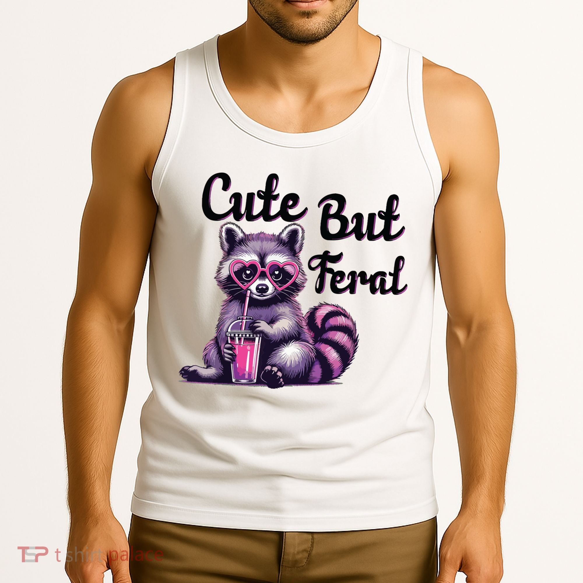 Cute But Feral Raccoon Funny Meme Tank Top