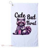 Cute But Feral Raccoon Funny Meme Golf Towel thumb 0