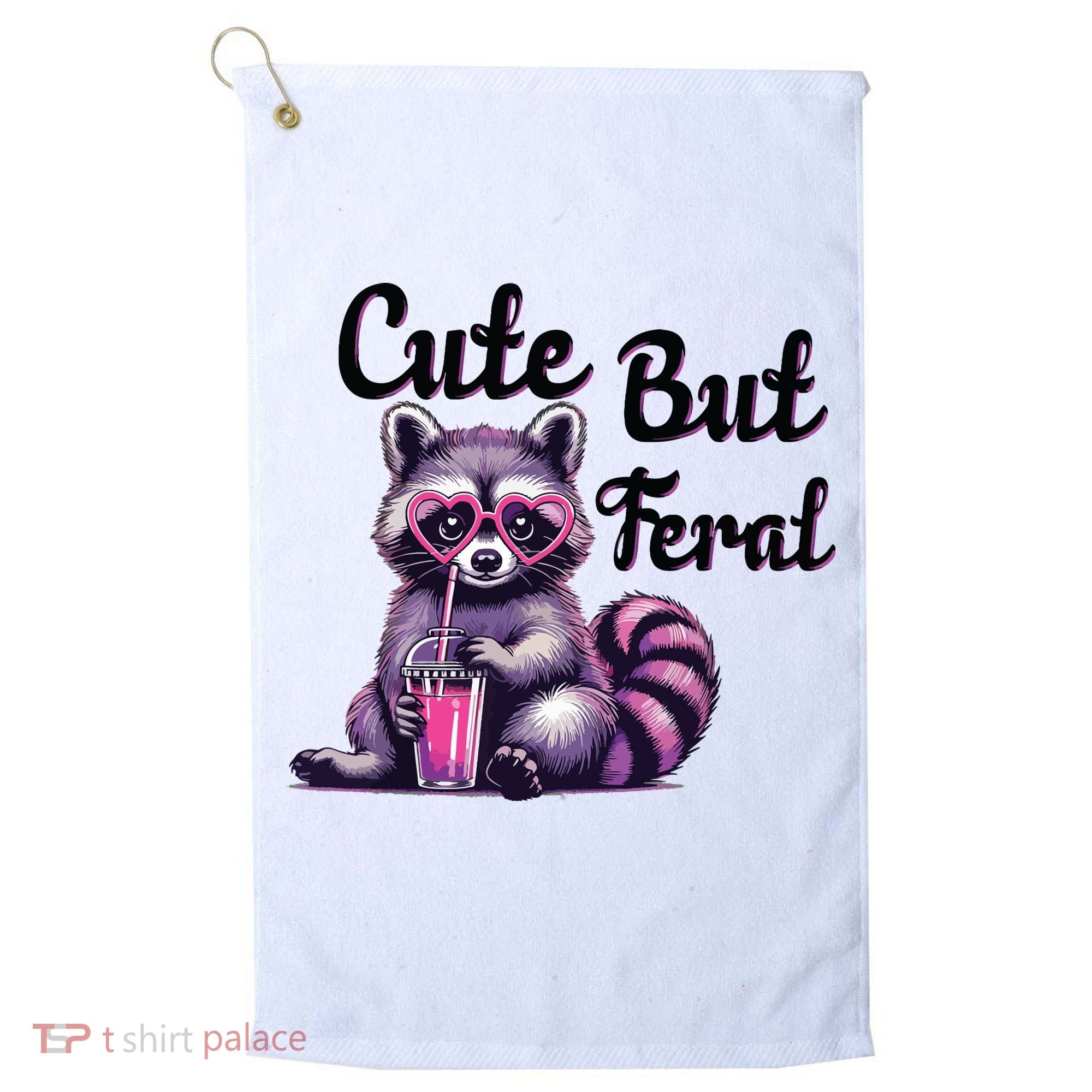 Cute But Feral Raccoon Funny Meme Golf Towel