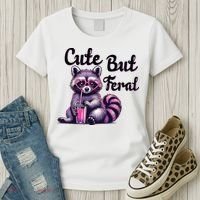 Cute But Feral Raccoon Funny Meme Women's T-Shirt thumb 3