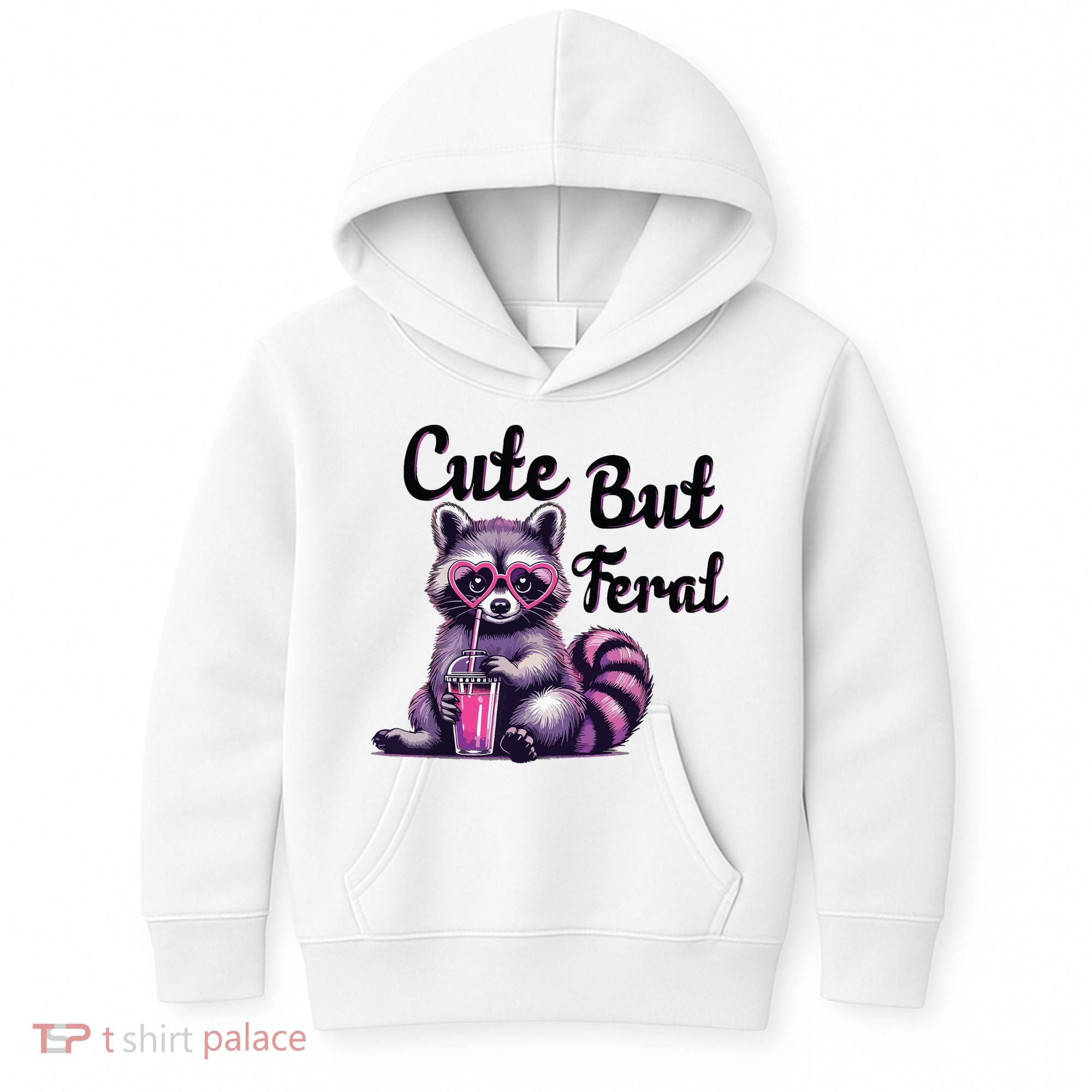 Cute But Feral Raccoon Funny Meme Kids Hoodie