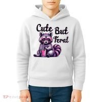 Cute But Feral Raccoon Funny Meme Kids Hoodie thumb 4