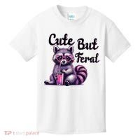 Cute But Feral Raccoon Funny Meme Kids T-Shirt thumb 0