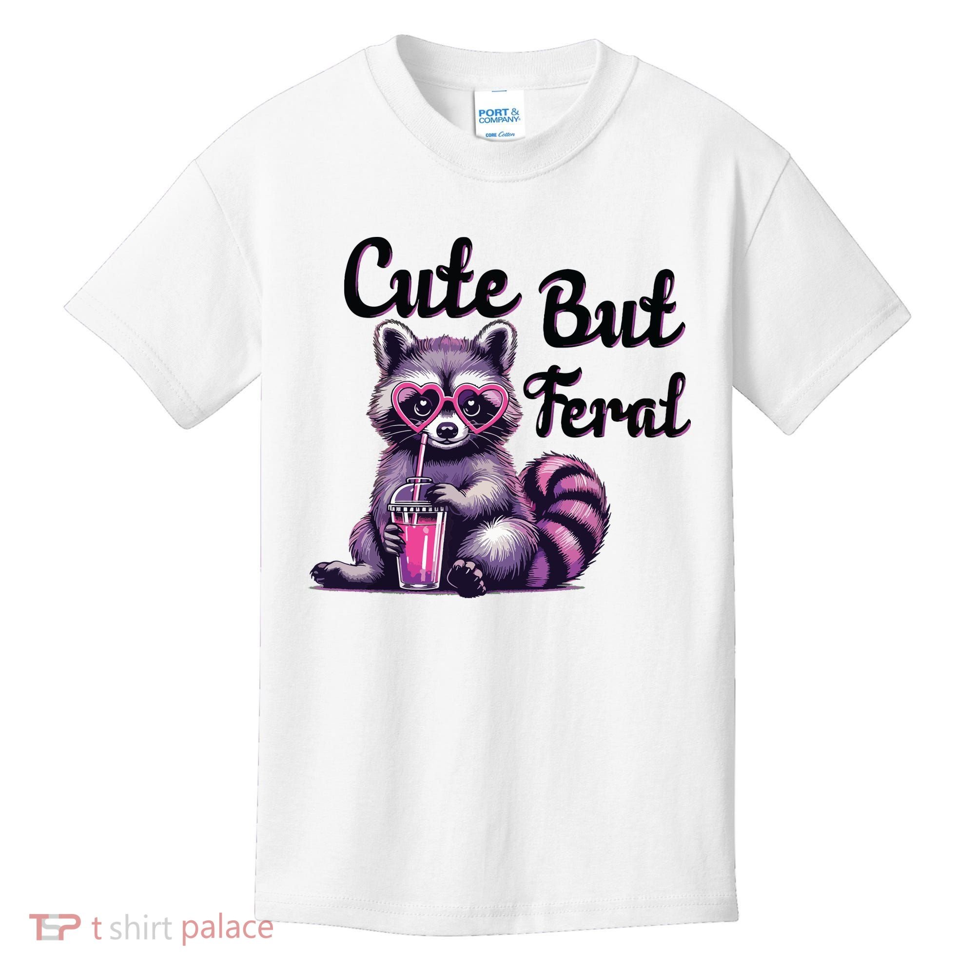 Cute But Feral Raccoon Funny Meme Kids T-Shirt