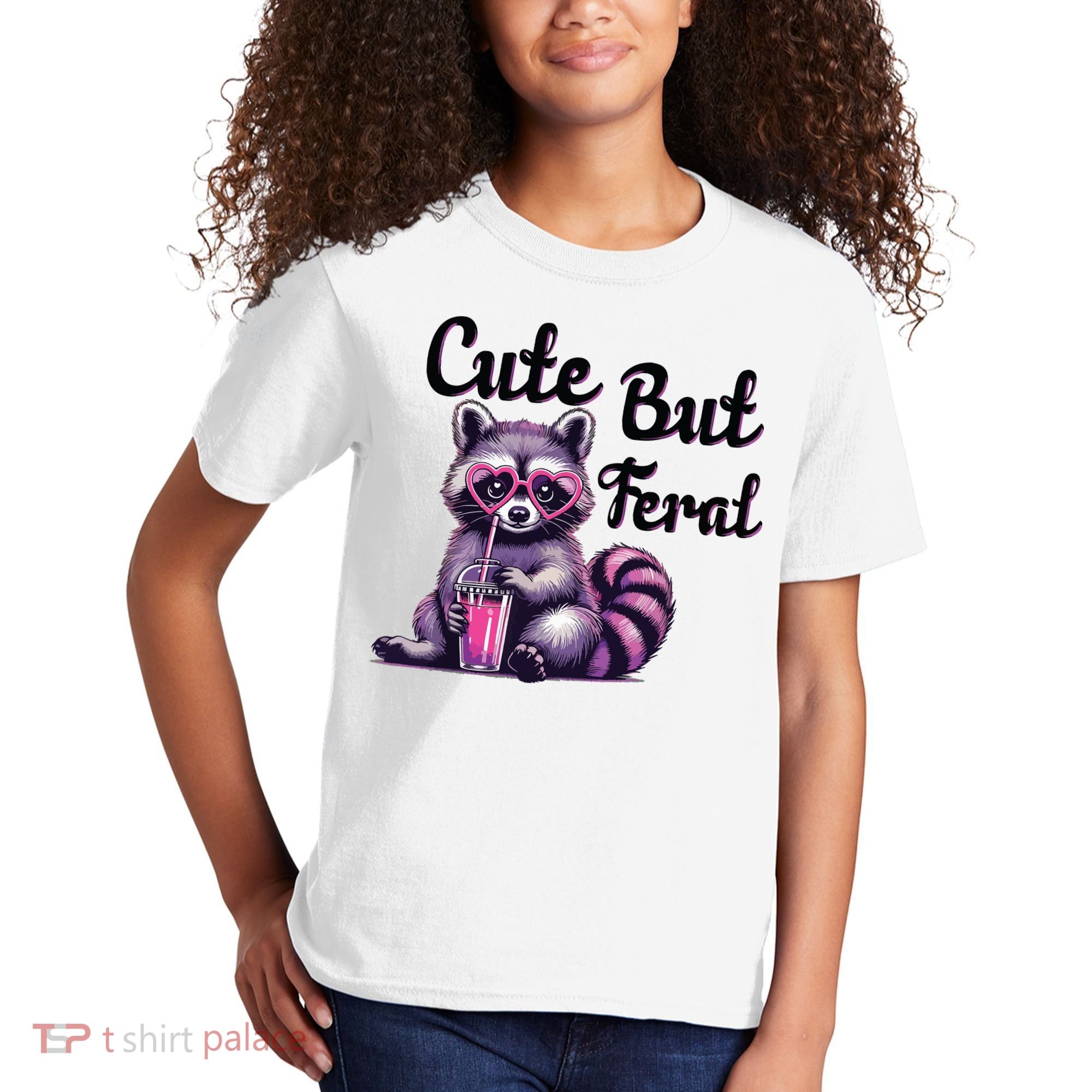 Cute But Feral Raccoon Funny Meme Kids T-Shirt