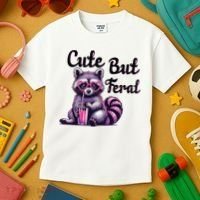 Cute But Feral Raccoon Funny Meme Kids T-Shirt thumb 3