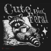 Cute But Feral Funny Raccoon Meme Love Coffee Gift Women's Hoodie thumb 2