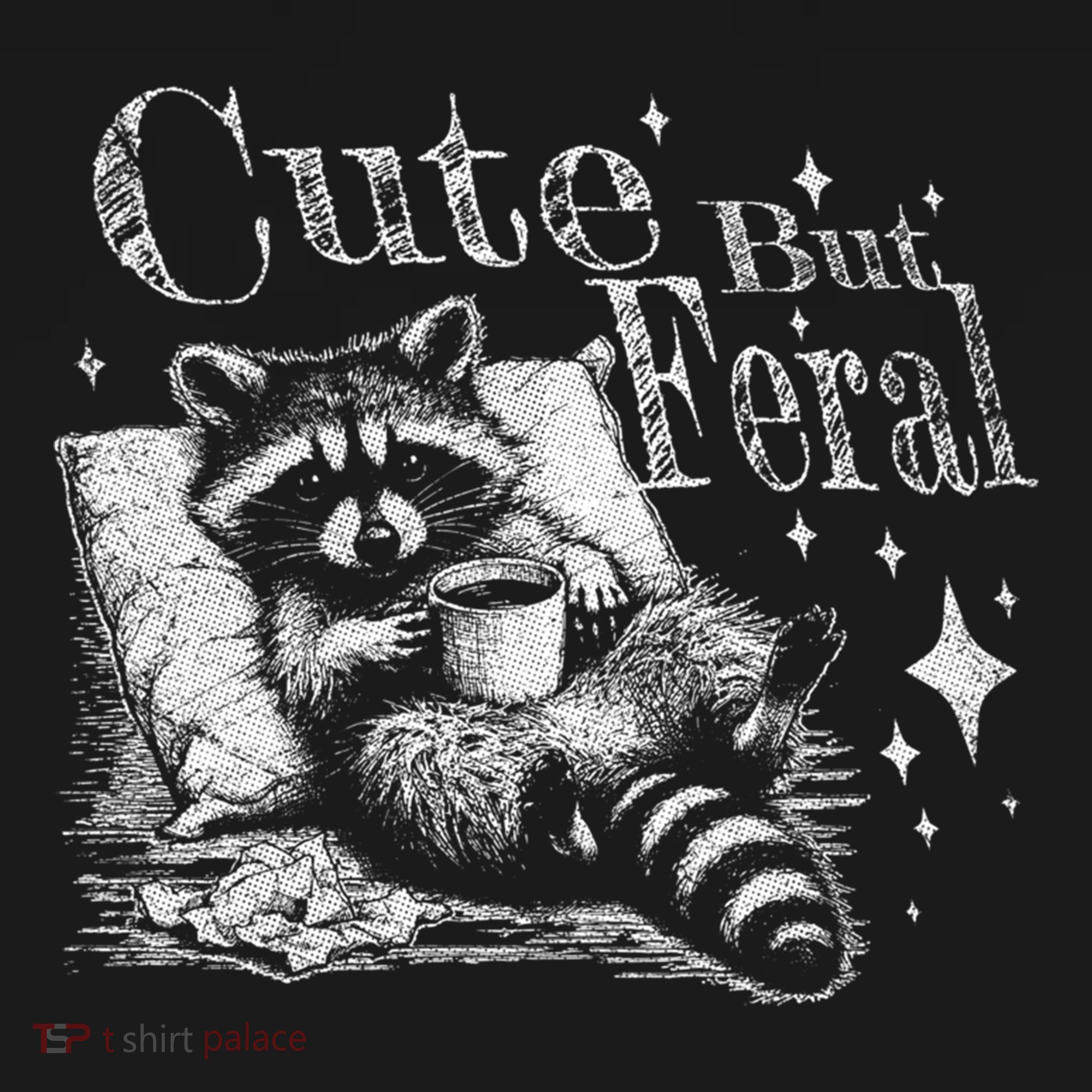 Cute But Feral Funny Raccoon Meme Love Coffee Gift Women's Hoodie