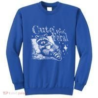 Cute But Feral Funny Raccoon Meme Love Coffee Gift Sweatshirt thumb 0