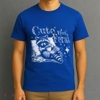 Cute But Feral Funny Raccoon Meme Love Coffee Gift T-Shirt thumb 3