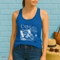 Cute But Feral Funny Raccoon Meme Love Coffee Gift Women's Tank Top thumb 2