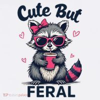 Cute But Feral Girl Summer Raccoon Funny Women T-Shirt thumb 7