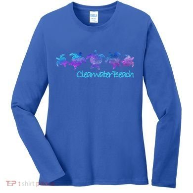 Clearwater Beach Fl Beach Design / Tribal Turtle Gift Meaningful Gift Women's Long Sleeve Shirt