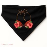 Coconut Bra Flower Boobs Funny Coconut Summer Aloha Beach USA-Made Doggie Bandana thumb 0