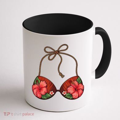Coconut Bra Flower Boobs Funny Coconut Summer Aloha Beach Coffee Mug back