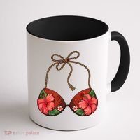 Coconut Bra Flower Boobs Funny Coconut Summer Aloha Beach Coffee Mug thumb 1