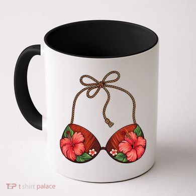 Coconut Bra Flower Boobs Funny Coconut Summer Aloha Beach Coffee Mug