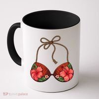 Coconut Bra Flower Boobs Funny Coconut Summer Aloha Beach Coffee Mug thumb 0