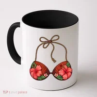 Coconut Bra Flower Boobs Funny Coconut Summer Aloha Beach Coffee Mug thumb 0