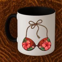 Coconut Bra Flower Boobs Funny Coconut Summer Aloha Beach Coffee Mug thumb 2