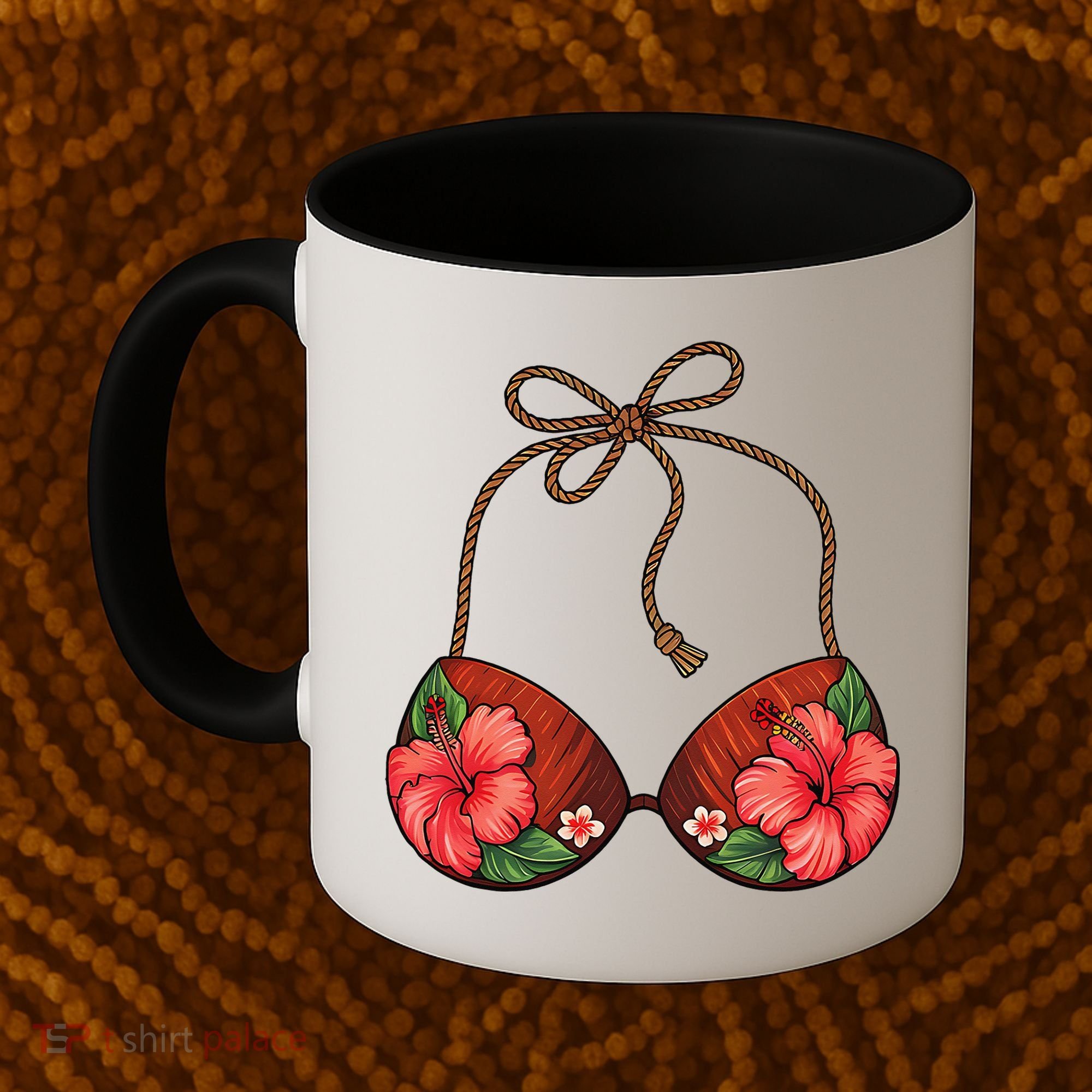 Coconut Bra Flower Boobs Funny Coconut Summer Aloha Beach Coffee Mug