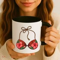 Coconut Bra Flower Boobs Funny Coconut Summer Aloha Beach Coffee Mug thumb 3