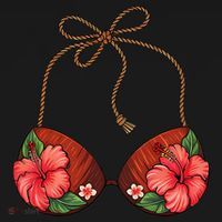Coconut Bra Flower Boobs Funny Coconut Summer Aloha Beach Ornament thumb 1