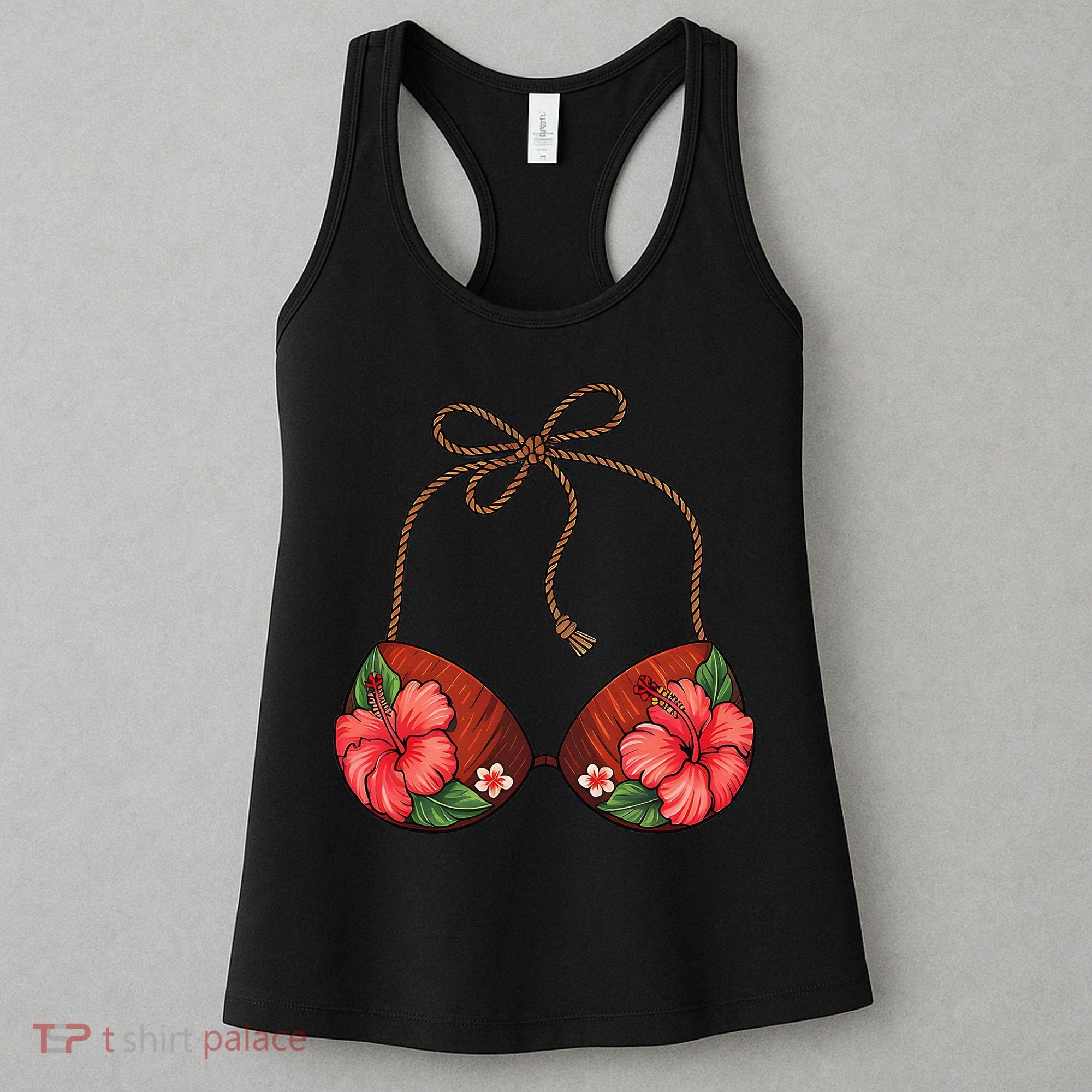 Coconut Bra Flower Boobs Funny Coconut Summer Aloha Beach Women's Tank Top