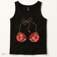 Coconut Bra Flower Boobs Funny Coconut Summer Aloha Beach Tank Top thumb 2
