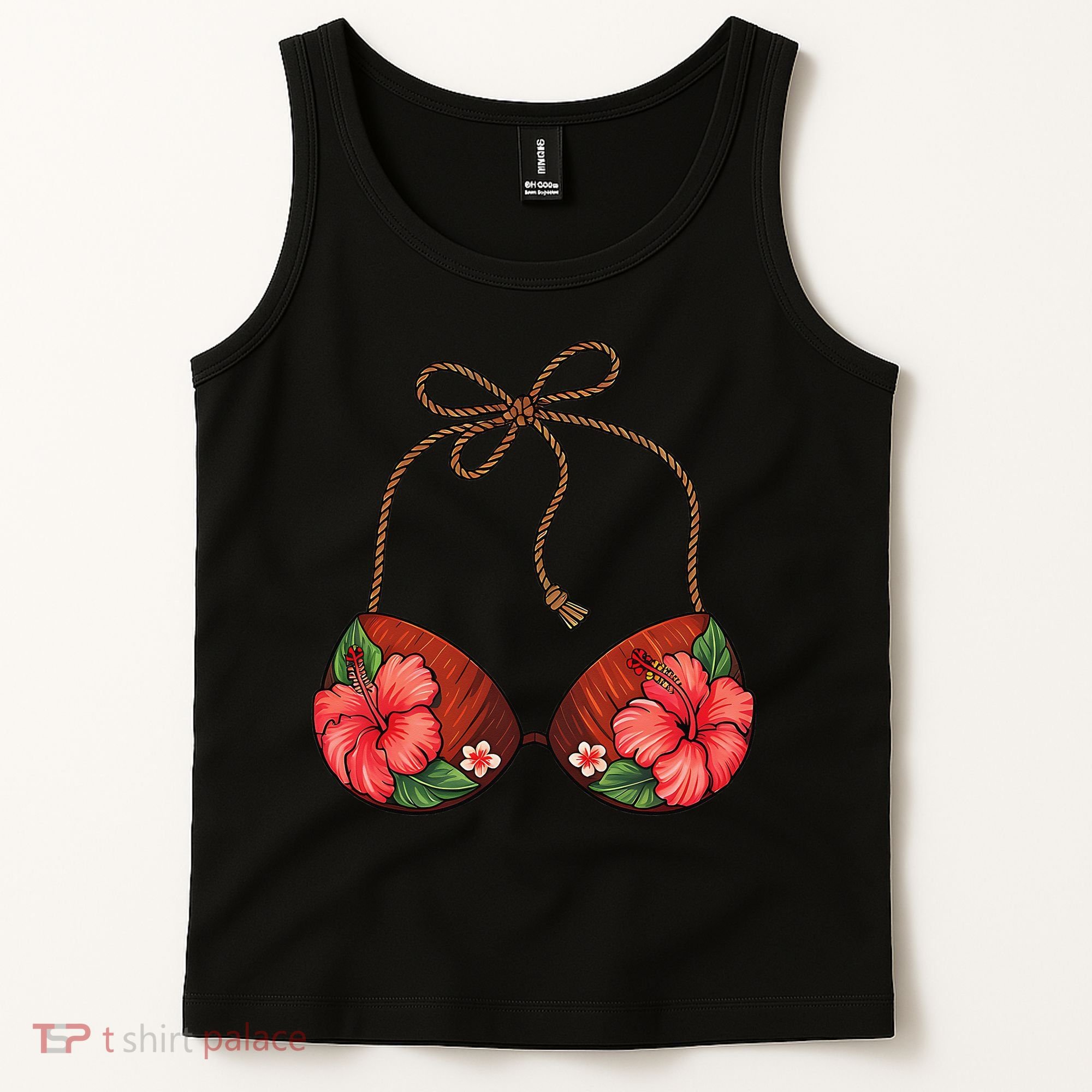 Coconut Bra Flower Boobs Funny Coconut Summer Aloha Beach Tank Top