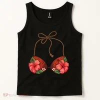 Coconut Bra Flower Boobs Funny Coconut Summer Aloha Beach Tank Top thumb 2
