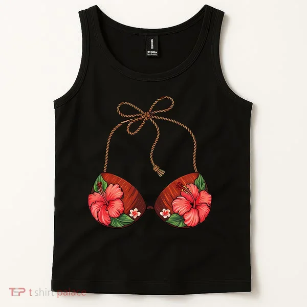 Coconut Bra Flower Boobs Funny Coconut Summer Aloha Beach Tank Top