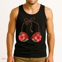 Coconut Bra Flower Boobs Funny Coconut Summer Aloha Beach Tank Top thumb 3
