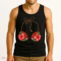 Coconut Bra Flower Boobs Funny Coconut Summer Aloha Beach Tank Top thumb 3