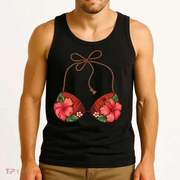 Coconut Bra Flower Boobs Funny Coconut Summer Aloha Beach Tank Top