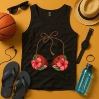 Coconut Bra Flower Boobs Funny Coconut Summer Aloha Beach Tank Top thumb 4