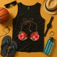 Coconut Bra Flower Boobs Funny Coconut Summer Aloha Beach Tank Top thumb 4
