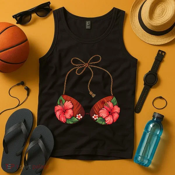 Coconut Bra Flower Boobs Funny Coconut Summer Aloha Beach Tank Top