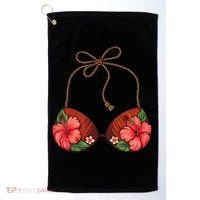 Coconut Bra Flower Boobs Funny Coconut Summer Aloha Beach Golf Towel thumb 0
