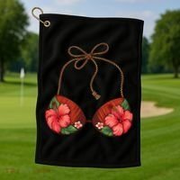 Coconut Bra Flower Boobs Funny Coconut Summer Aloha Beach Golf Towel thumb 1