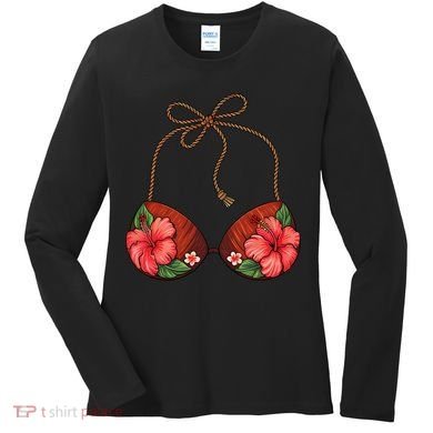 Coconut Bra Flower Boobs Funny Coconut Summer Aloha Beach Women's Long Sleeve Shirt