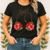 Coconut Bra Flower Boobs Funny Coconut Summer Aloha Beach Women's T-Shirt thumb 2