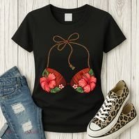 Coconut Bra Flower Boobs Funny Coconut Summer Aloha Beach Women's T-Shirt thumb 3