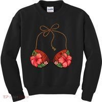 Coconut Bra Flower Boobs Funny Coconut Summer Aloha Beach Kids Sweatshirt thumb 0